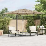 vidaXL Parasol de jardin avec LED et mât en acier marron 290x290x238cm