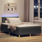 vidaXL Lit à ressort LED avec matelas Gris foncé 120 x 190 cm tissu