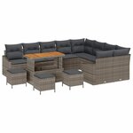 vidaXL Ensemble de canapé de jardin 13 Pièces Gris Poly rotin