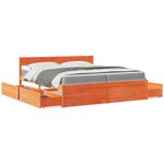 vidaXL Lit avec tiroirs/matelas cire marron 200x200 cm bois massif pin