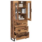 vidaXL Haut Armoire 2 Pièces Bois Ancien Bois Aggloméré et Verre