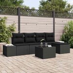 vidaXL Ensemble de canapé de jardin 6 Pièces Noir Poly rotin