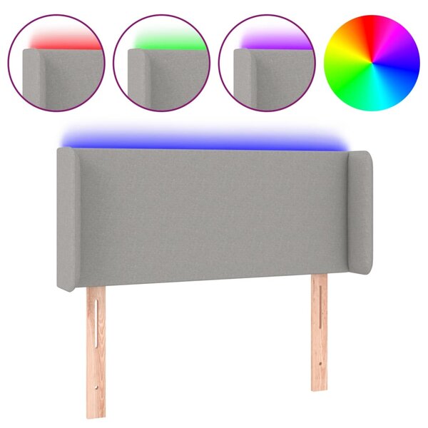 vidaXL Tête de lit à LED Gris clair 93x16x78/88 cm Tissu