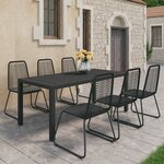vidaXL Ensemble à manger de jardin 7 Pièces PVC résine tressée noir