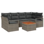 Ensemble de canapé de jardin 7 pièces avec coussins gris en poly rattan