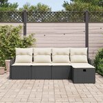 vidaXL Ensemble de canapé de jardin 5 Pièces Noir et crème Poly rotin