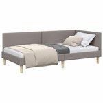 vidaXL Cadre de lit d'angle Taupe 90 cm x 200 cm tissu