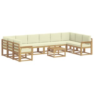 vidaXL Ensemble de canapés d'extérieur 11 Pièces Blanc et crème