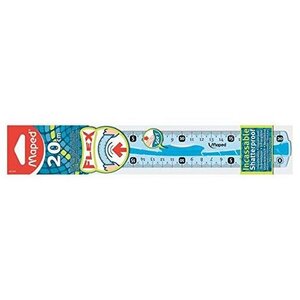 Règle plate Double Décimètre Incassable Flex 20 cm Bleu ou Vert MAPED