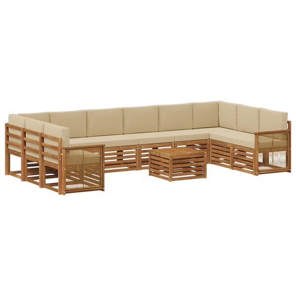 vidaXL Ensemble de canapés d'extérieur avec coussin 8 Pièces Naturel