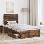 vidaXL Cadre de lit Chêne fumé 100 x 200 cm Bois d'ingénierie