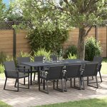 vidaXL Ensemble de salle à manger pour jardin 9 Pièces Noir polyrotin