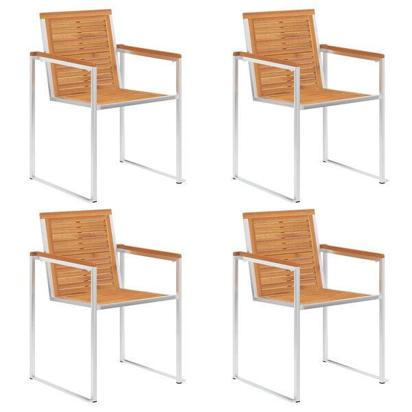 vidaXL Chaises de jardin 4 Pièces Bois d'acacia solide et inox