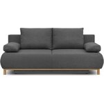 Banquette convertible 3 places MIKA - Tissu gris - Coffre de rangement - 192 x 84 x 93 cm