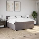 vidaXL Sommier à lattes de lit avec matelas Taupe 200x200 cm Tissu