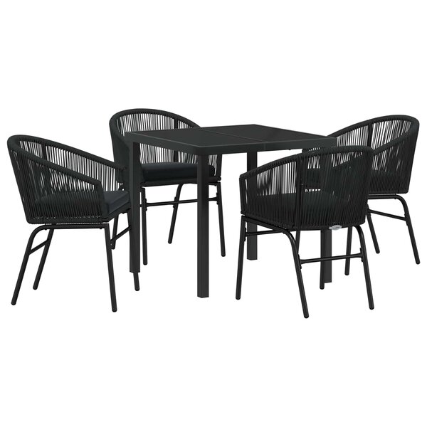 vidaXL Ensemble de salle à manger pour jardin 5 Pièces Noir