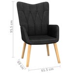 vidaXL Chaise de relaxation avec tabouret Noir Tissu
