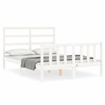 vidaXL Cadre de lit sans matelas blanc 140x190 cm bois de pin massif