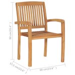 vidaXL Chaises de jardin empilables avec coussins lot de 8 Teck solide