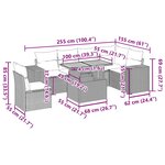 vidaXL Salon de jardin avec coussins 7 Pièces gris résine tressée