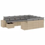 vidaXL Salon de jardin 11 Pièces avec coussins beige résine tressée