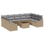 vidaXL Canapé de jardin 10 pièces avec coussins Beige Rotin Synthétique