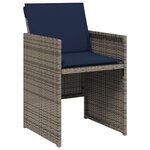 vidaXL Ensemble de Salle à Manger de Jardin 5 Pièces avec Coussins en Poly Rattan Gris