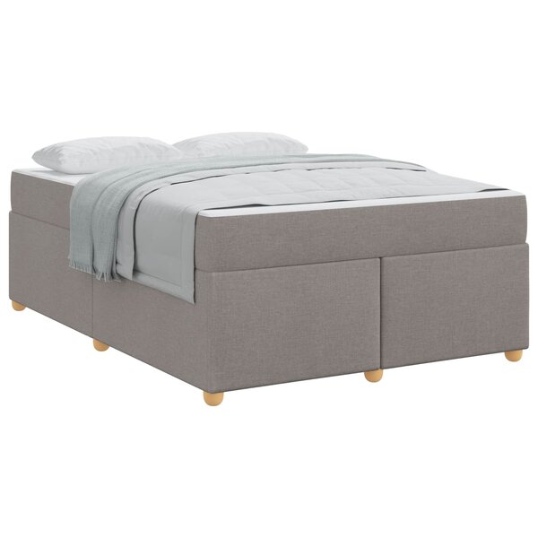 vidaXL Cadre de lit avec matelas Taupe 160 x 200 cm tissu