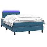 vidaXL Sommier à lattes de lit et matelas et LED bleu foncé 120x210cm velours