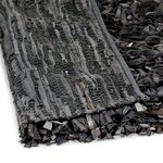 Vidaxl tapis shaggy cuir véritable 120 x 170 cm gris