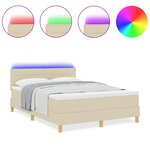 vidaXL Lit tapissier avec matelas et LED crème 160x200 cm en tissu
