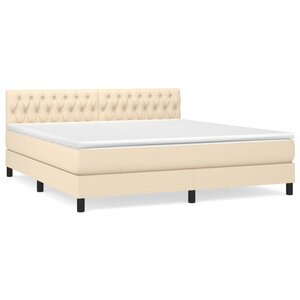 vidaXL Sommier à lattes de lit avec matelas Crème 180x200 cm Tissu