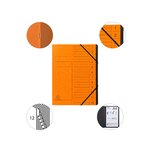 Trieur Agrafé Avec Élastiques Intérieur Noir 12 Compartiments - A4 - Orange - X 10 - Exacompta