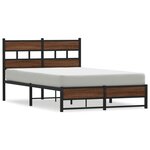 vidaXL Cadre de lit en métal sans matelas chêne marron 120x190 cm