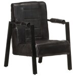 vidaXL Fauteuil 60x80x87 cm Noir Cuir de chèvre véritable