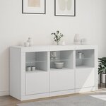 vidaXL Buffet avec lumières LED blanc 123x37x67 cm