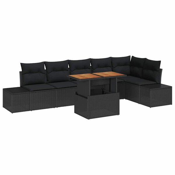 vidaXL Ensemble de salle à manger pour jardin 7 Pièces Noir  Marron