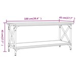 vidaXL Table basse Sonoma gris 100x45x45 cm Bois d'ingénierie et fer