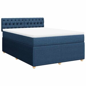 vidaXL Sommier à lattes de lit avec matelas Bleu 140x200 cm Tissu