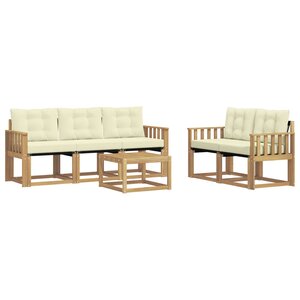 vidaXL Ensemble de canapés d'extérieur 6 Pièces Blanc et crème