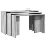 vidaXL Tables gigognes 3 Pièces sonoma gris bois d'ingénierie
