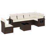 vidaXL Salon de jardin avec coussins 7 Pièces marron résine tressée