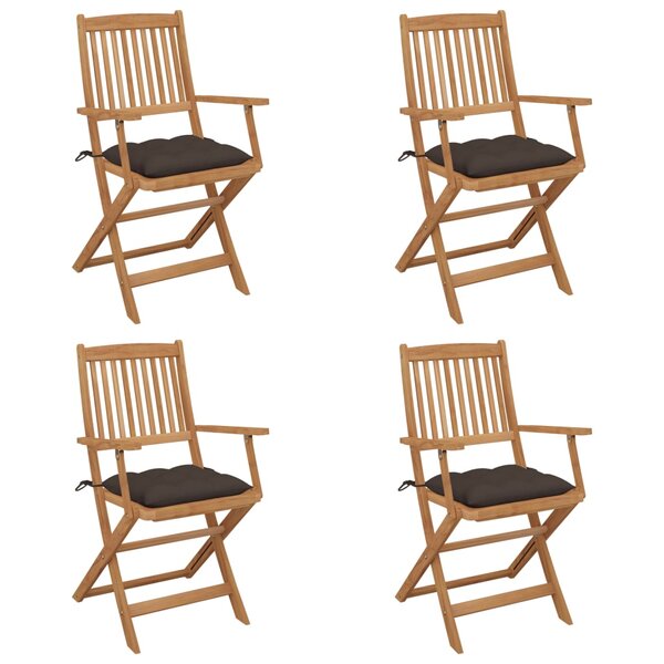 vidaXL Chaises pliables de jardin lot de 4 avec coussins Bois d'acacia