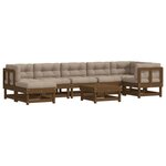 vidaXL Salon de jardin 8 Pièces avec coussins marron miel bois massif