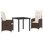 vidaXL Ensemble de salle à manger pour jardin 3 Pièces Marron Poly rotin