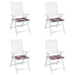 vidaXL Coussins de chaise de jardin lot de 4 carreaux rouges 50x50x4cm