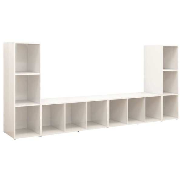 vidaXL Meubles TV 4 Pièces Blanc brillant 107x35x37 cm Aggloméré