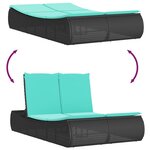 vidaXL Chaise longue double avec coussins noir résine tressée