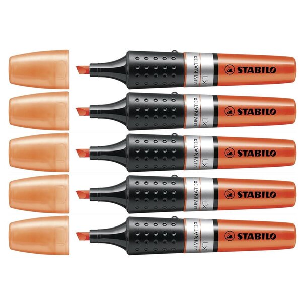 Surligneur LUMINATOR Niveau Visible Pointe Biseautée Orange x 5 STABILO