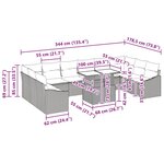 vidaXL Set de canapé de jardin 11 pièces avec coussins gris en poly rotin